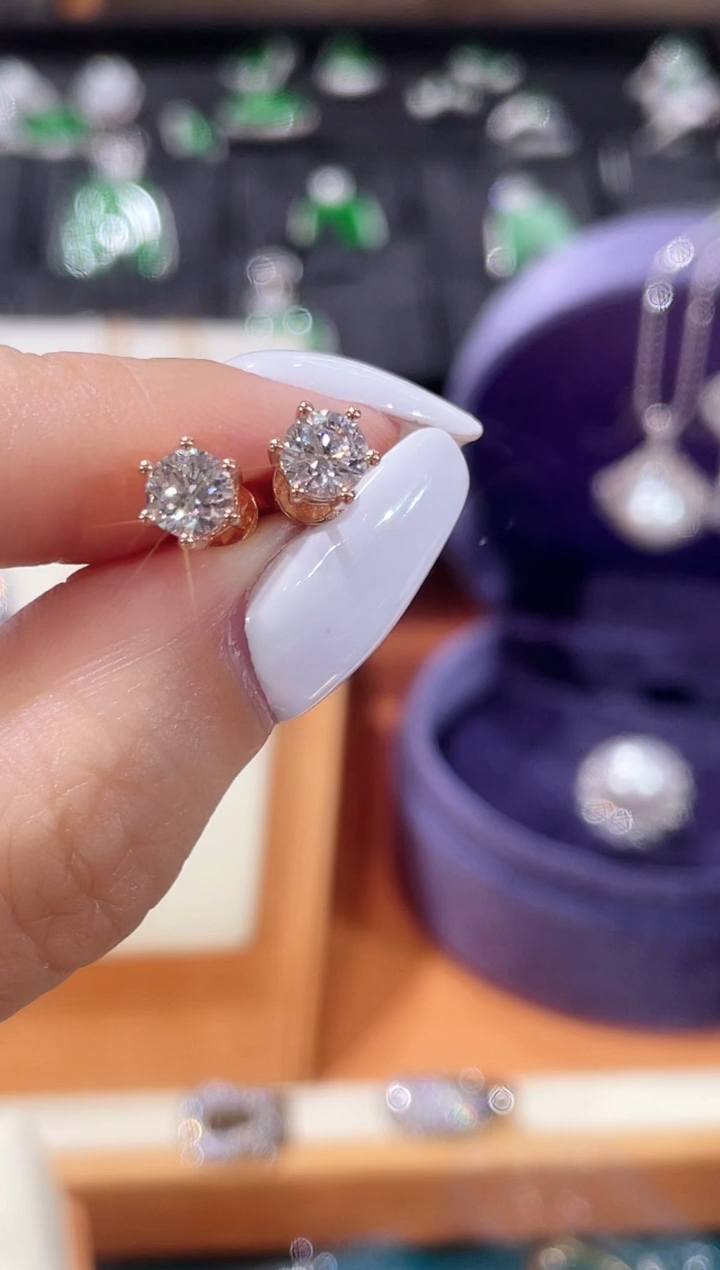 【闪购商品】实验室培育钻石耳饰18K金镶嵌玫瑰金