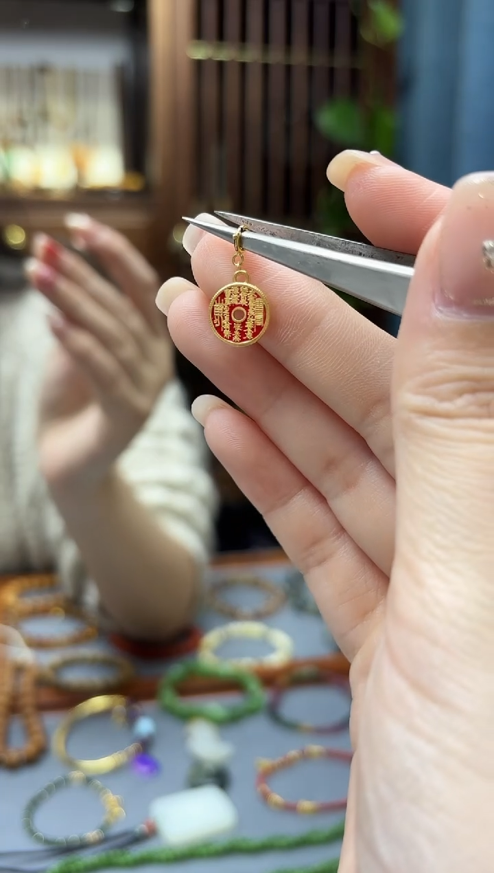 手链18K金18K金山鬼牌吊坠MY赠链