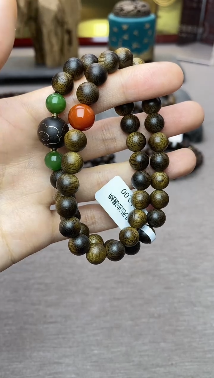 【闪购商品】沉香手串芽庄黄棋楠沉水老料0.8＋祥云1.2设计