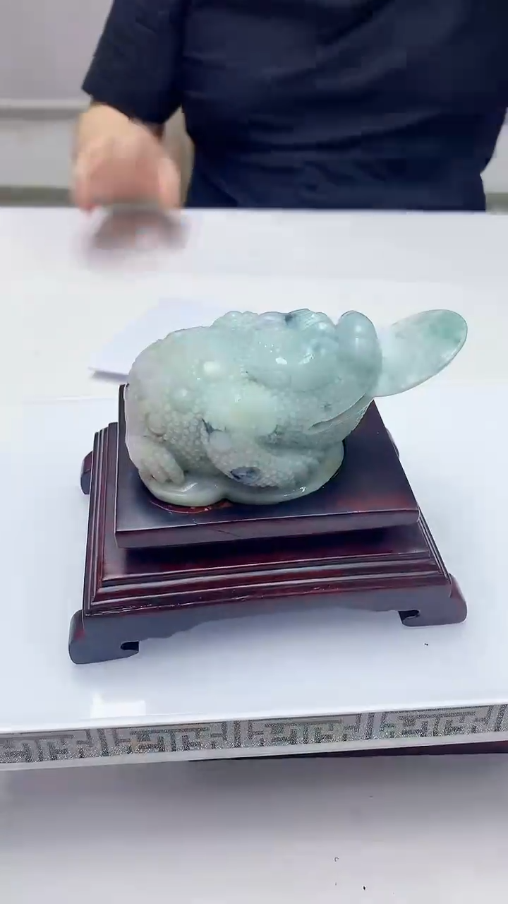 定制翡翠未镶嵌5060zm-毛货赠底座金蟾184