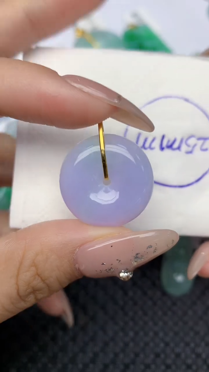 颈饰18K金镶嵌翡翠天然缅甸翡翠a货百元以上9元证书费自理