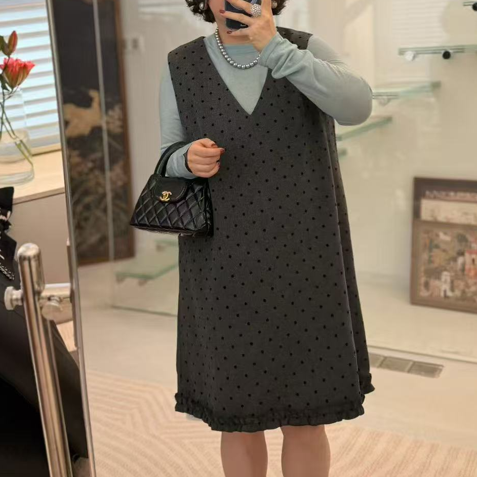 遇见-定制版年货波点连衣裙