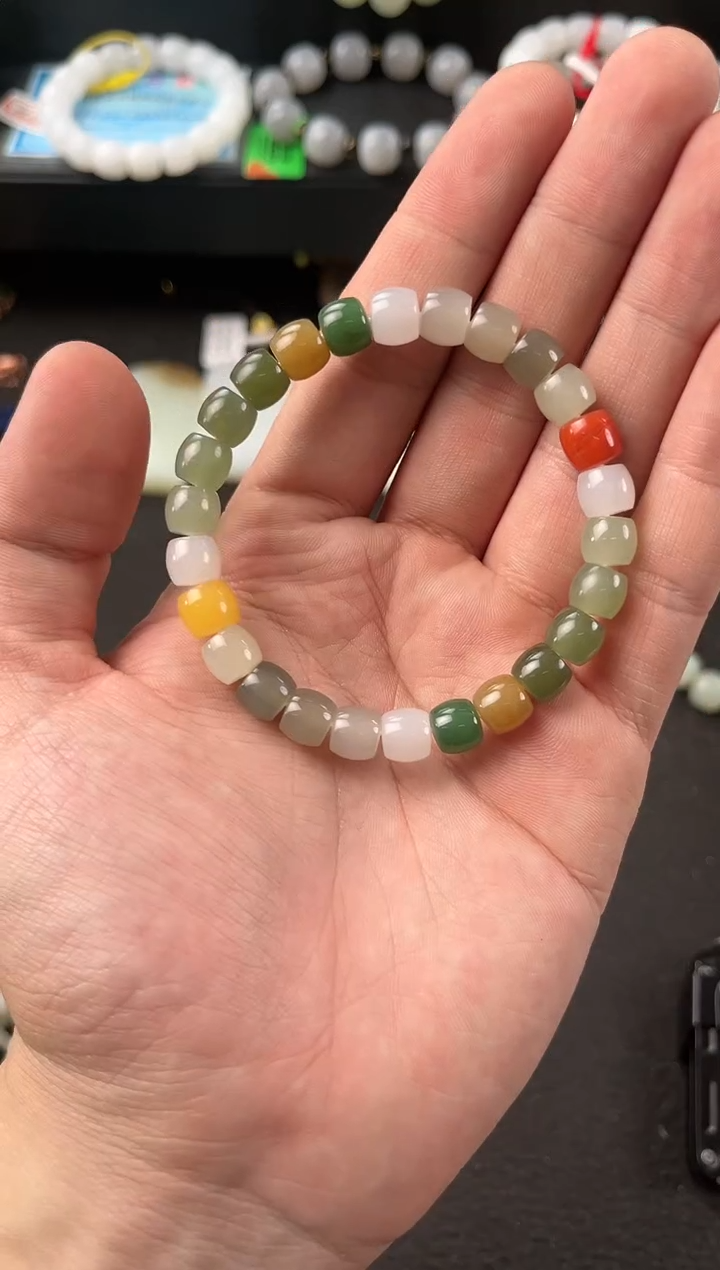 【闪购商品】和田玉手串未镶嵌多宝手串直切卡8微色差