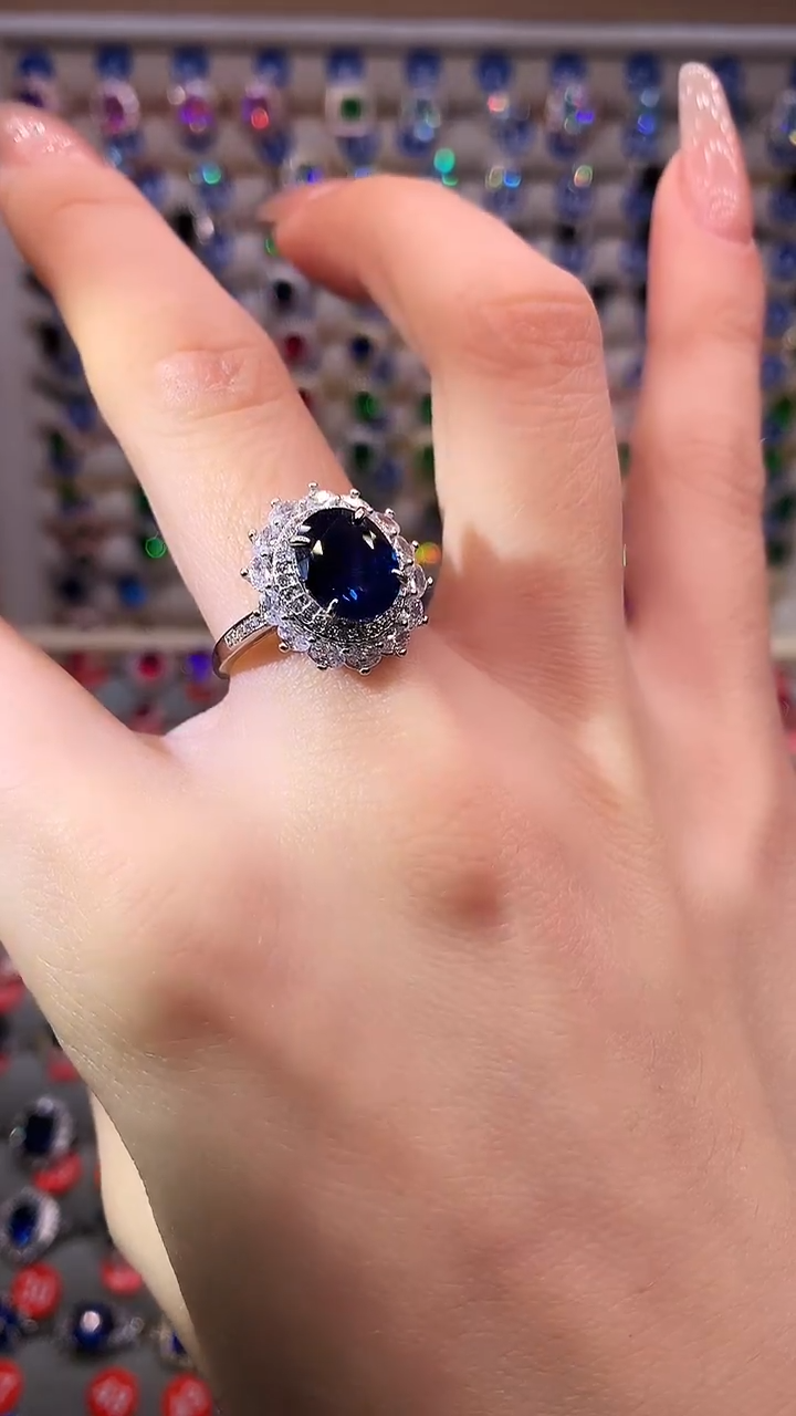 【闪购商品】蓝宝石戒指银S925镶嵌111