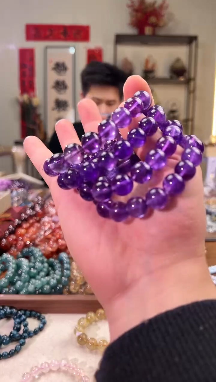 【闪购商品】紫晶手串未镶嵌12mm乌拉圭紫水（多样性发其一）