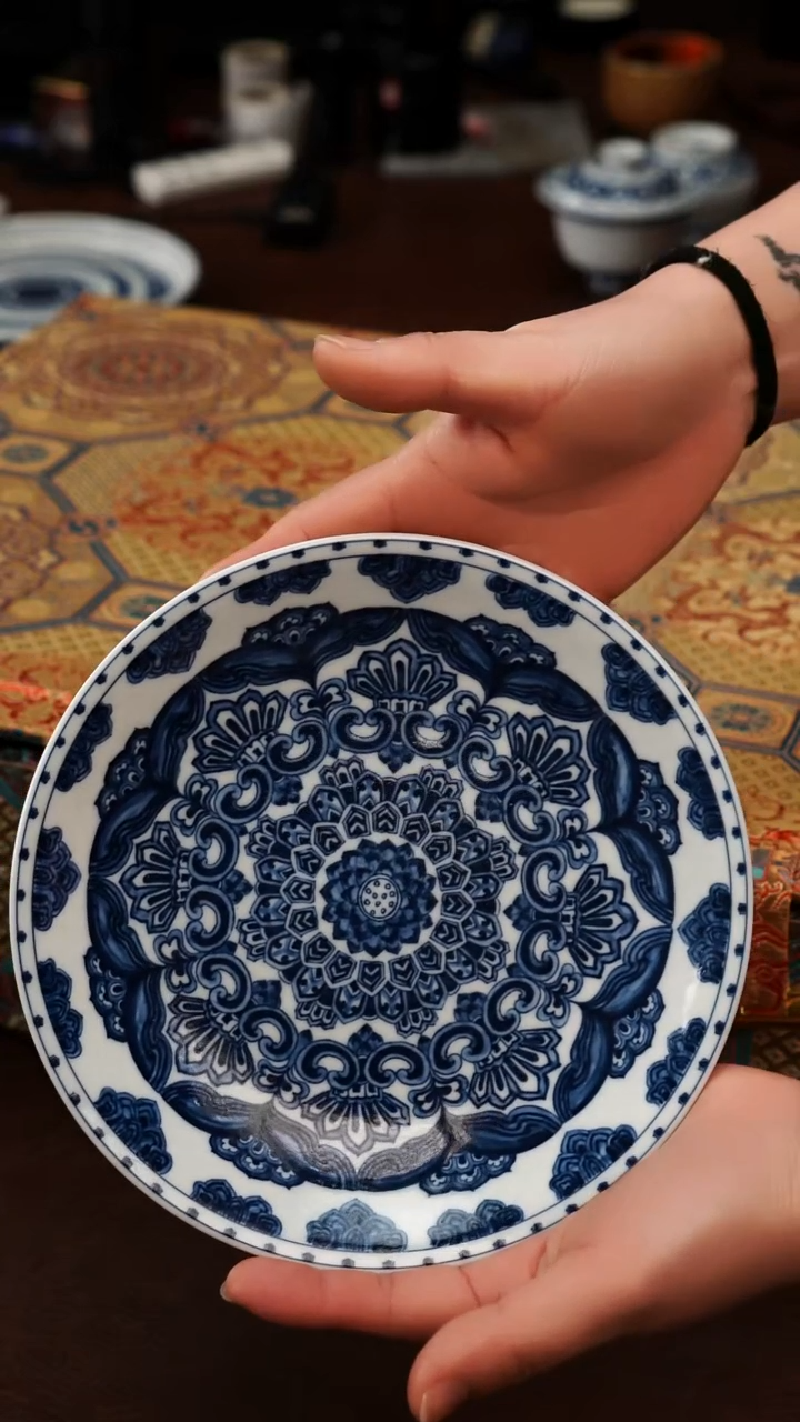 摆件陶景德镇瓷器，青花瓷手绘茶具~