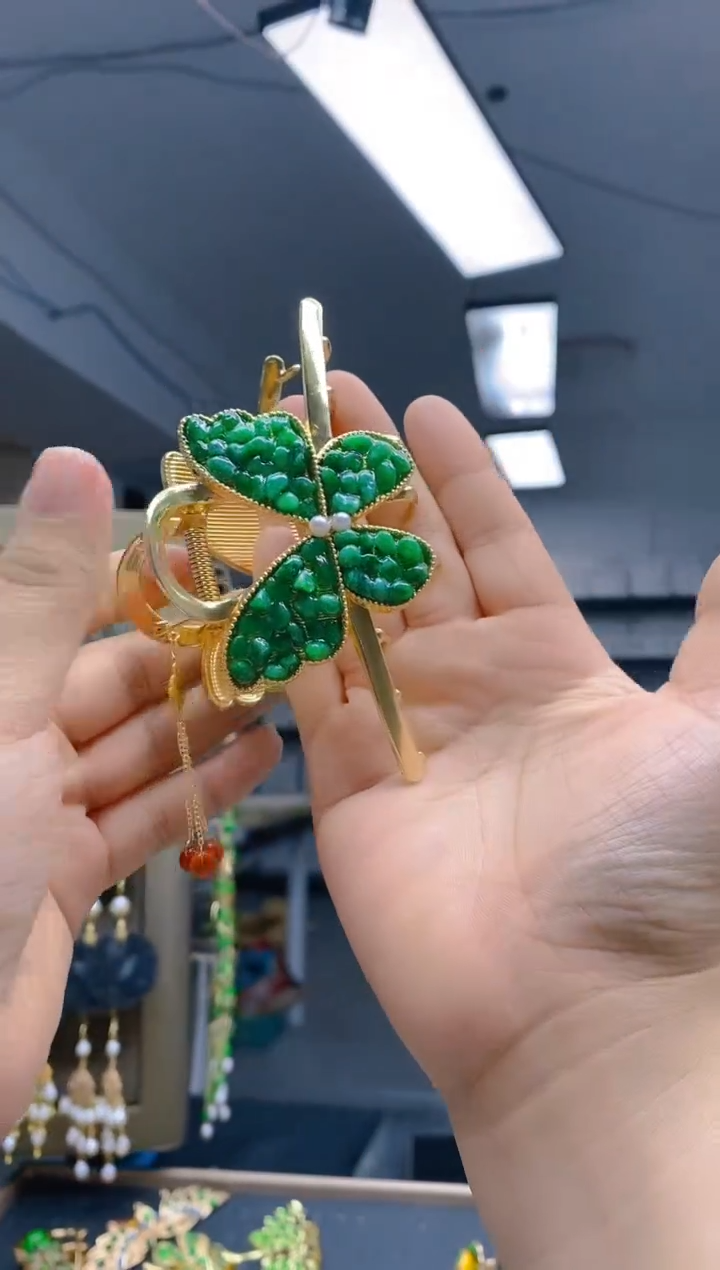 【闪购商品】翡翠耳饰合金0379翡翠发簪