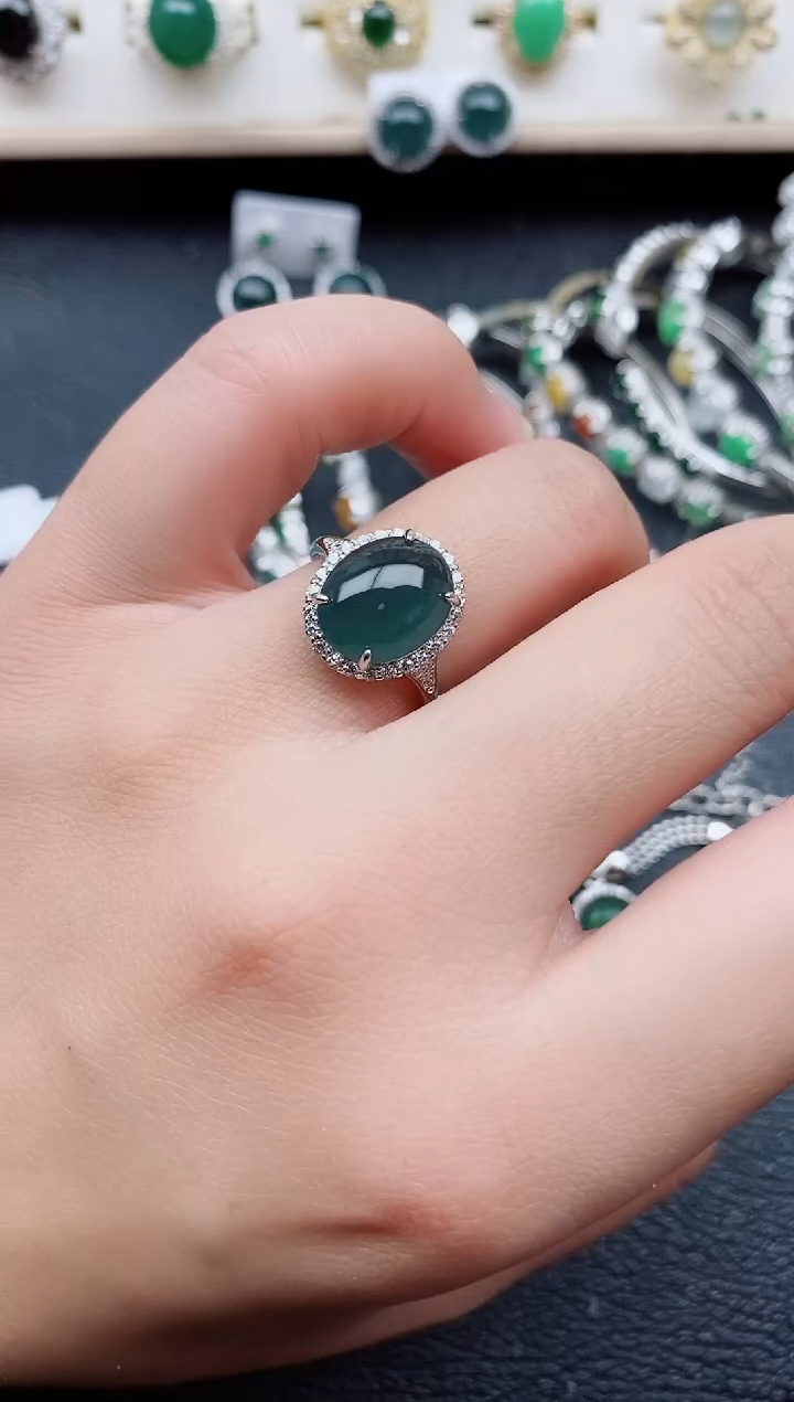 【闪购商品】翡翠戒指银S925镶嵌1111