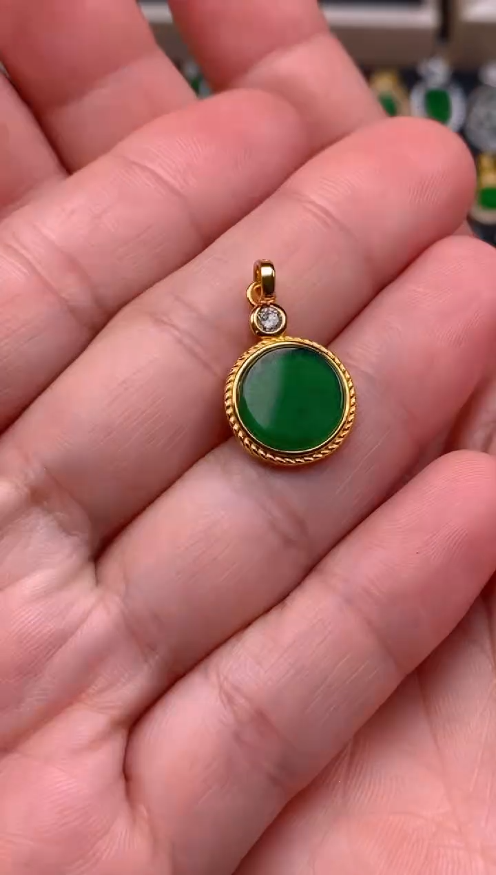 【闪购商品】翡翠颈饰银S925镶嵌无事牌