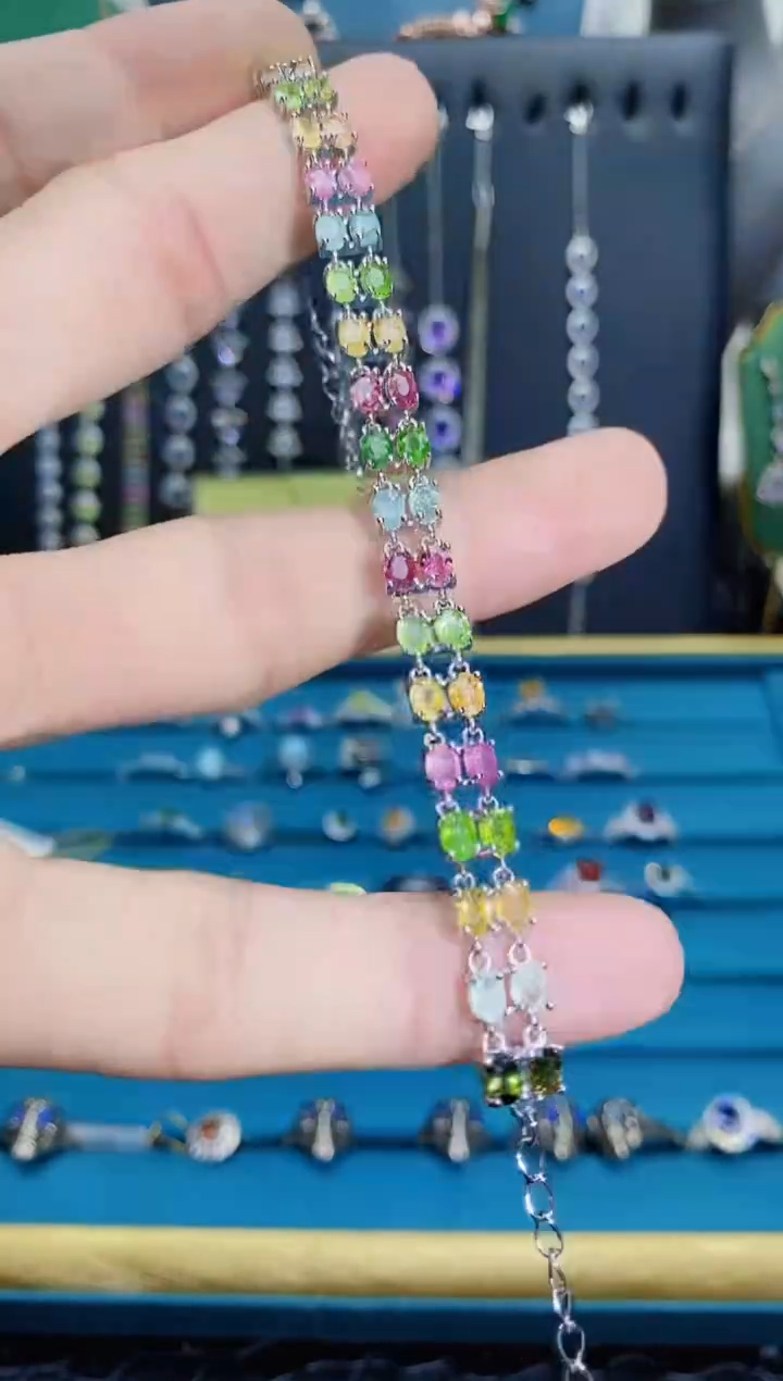 【闪购商品】碧玺手链银S925镶嵌1121