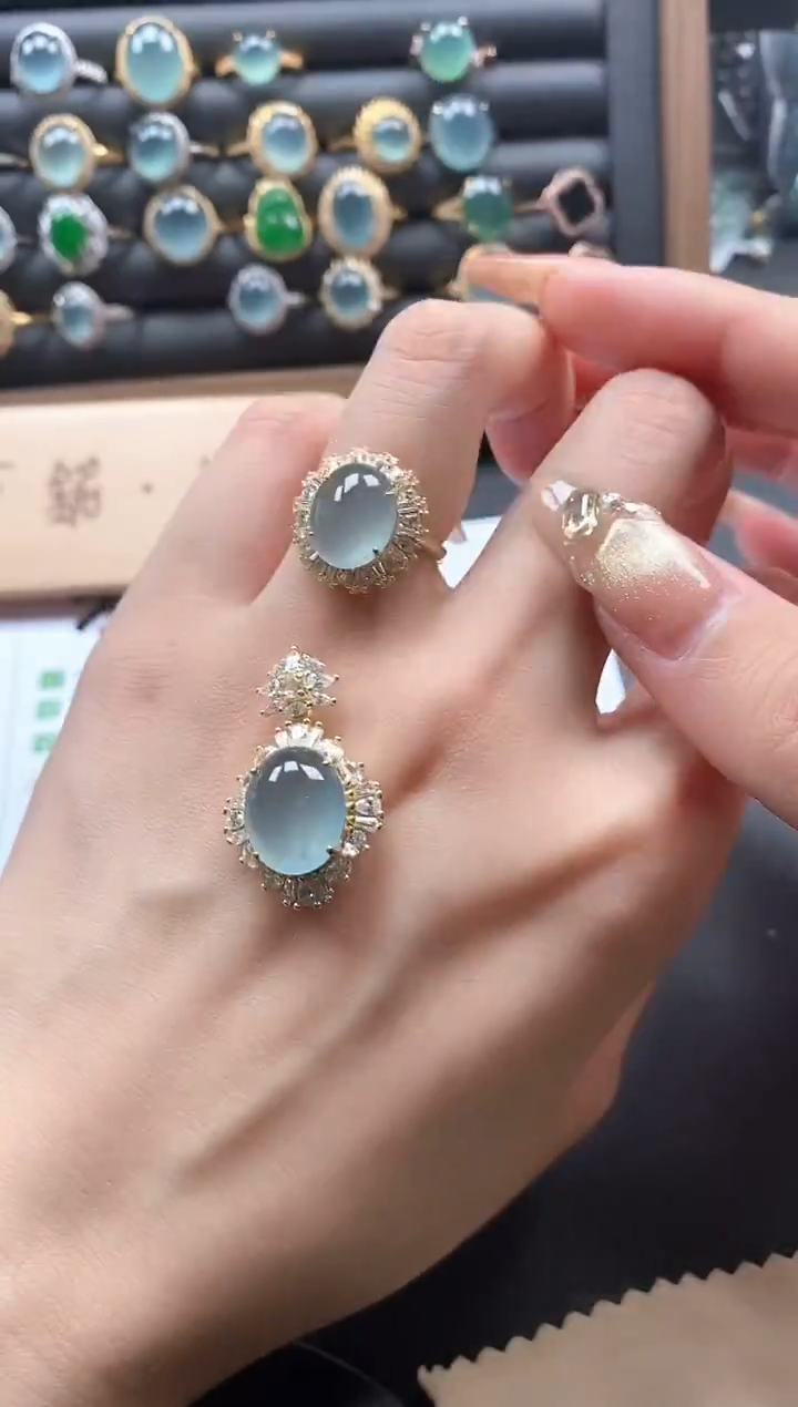 银S925镶嵌戒指翡翠51511