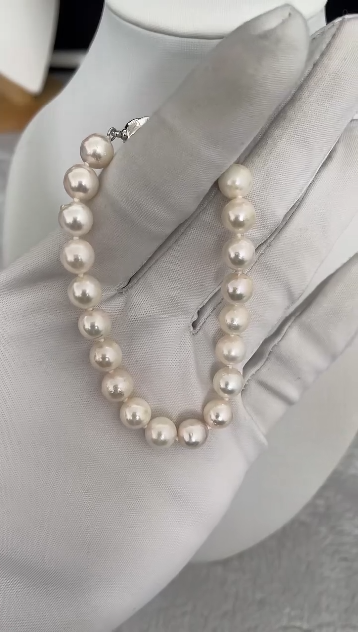 银S925镶嵌手链海水珍珠AK7.5-8mm