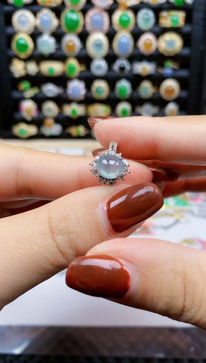 银S925镶嵌戒指翡翠118