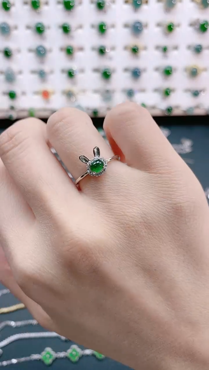 【闪购商品】翡翠戒指银S925镶嵌天然翡翠