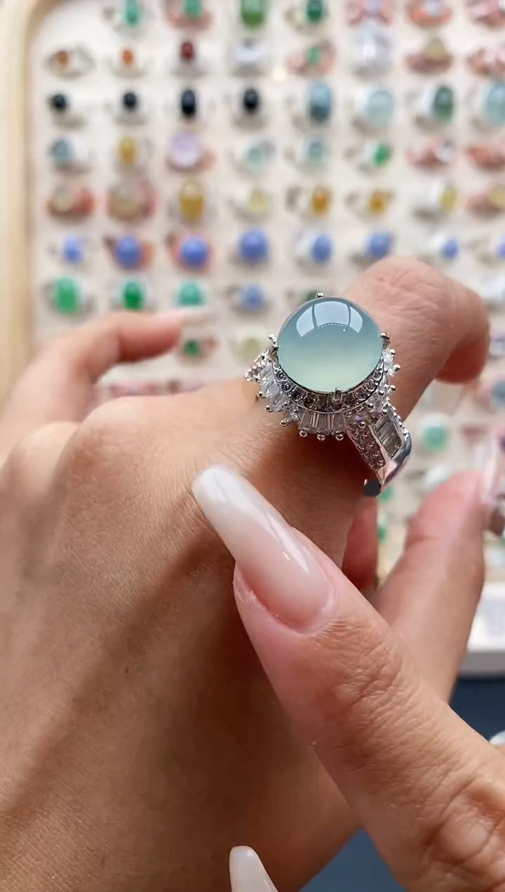 【闪购商品】翡翠戒指未镶嵌缅甸天然A货翡翠444  4+9