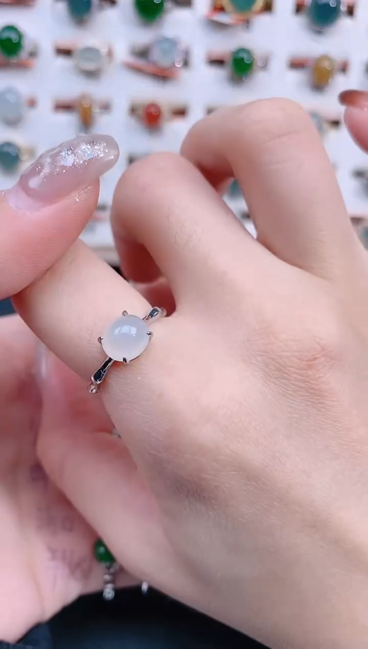 银S925镶嵌戒指翡翠天然翡翠