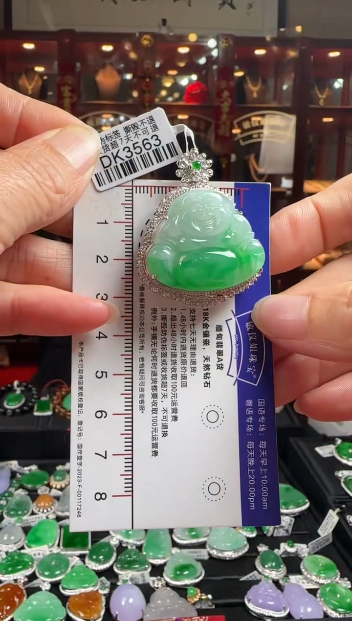 【闪购商品】翡翠颈饰18K金镶嵌DK3563冰绿佛公
