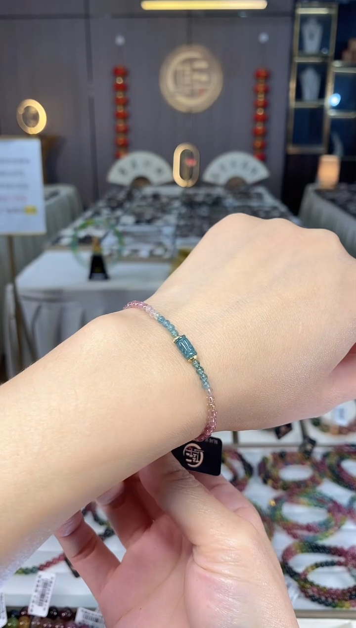 未镶嵌老矿碧玺彩虹单圈手链碧玺多样性发货一条hon