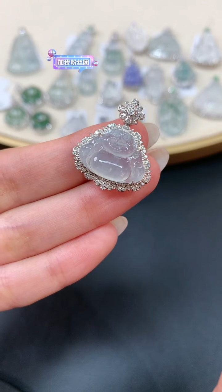 【闪购商品】翡翠吊坠(不含链)18K金镶嵌A614|9800