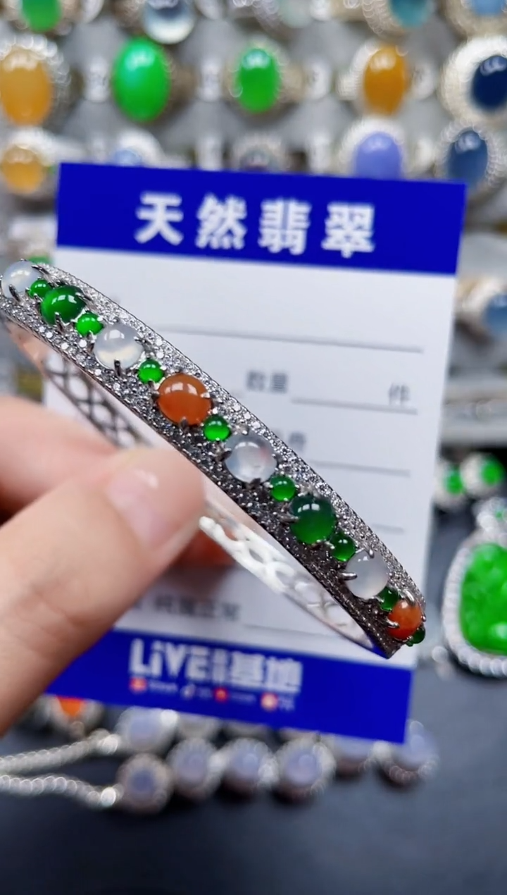 银S925镶嵌手镯翡翠231