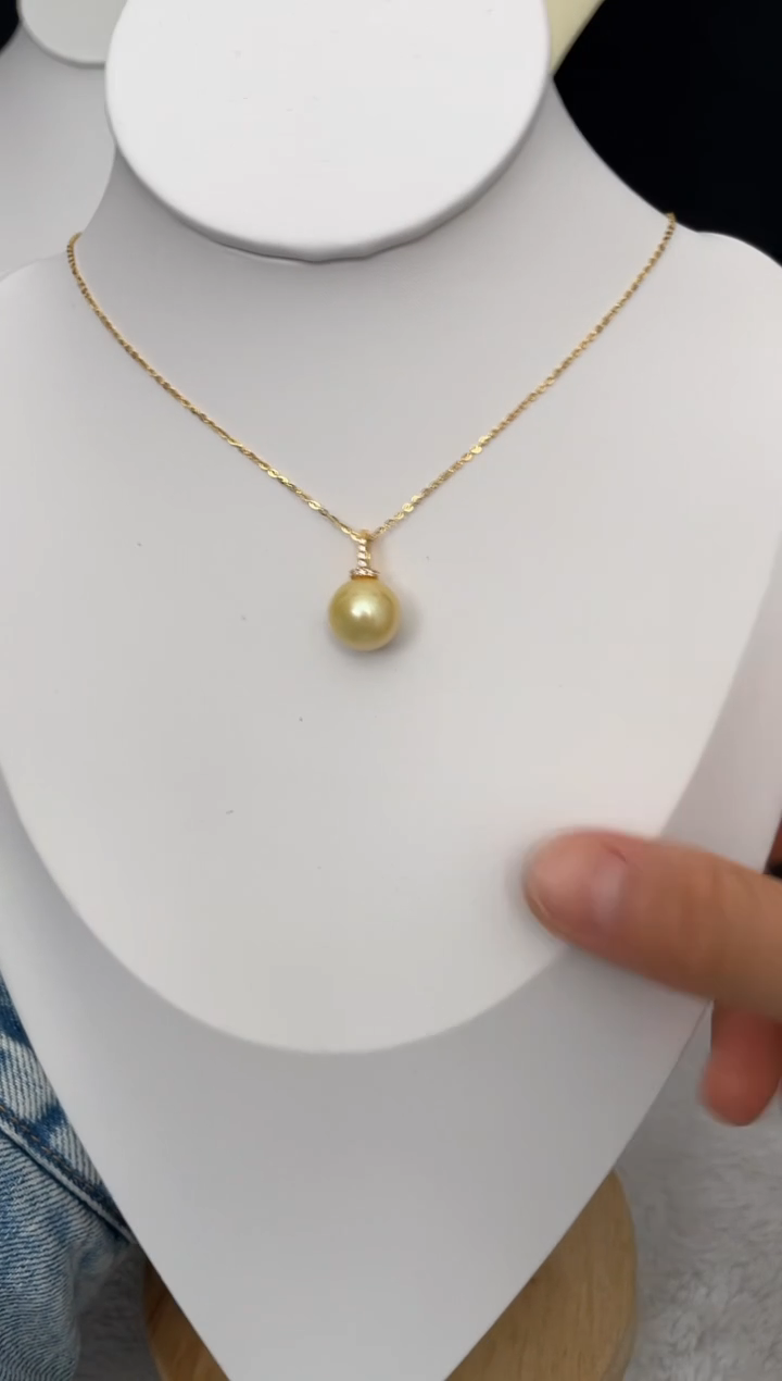 【闪购商品】海水珍珠吊坠(赠链)银S925镶嵌南洋金珠万能款12-13mm