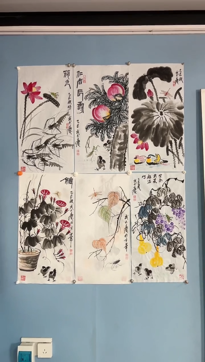 国画咪**吃武天庆老师六条屏