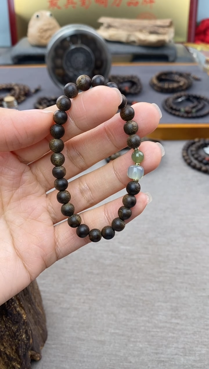【闪购商品】沉香手串芽庄白棋老料沉水06单圈设计
