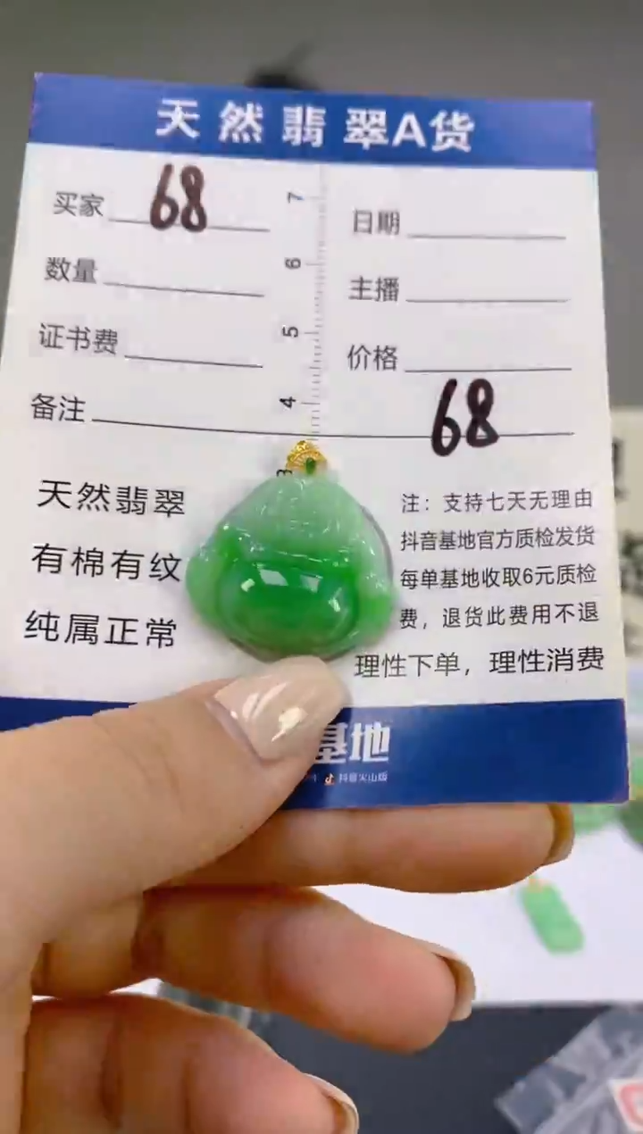 翡翠18K金镶嵌颈饰天然A货缅甸翡翠