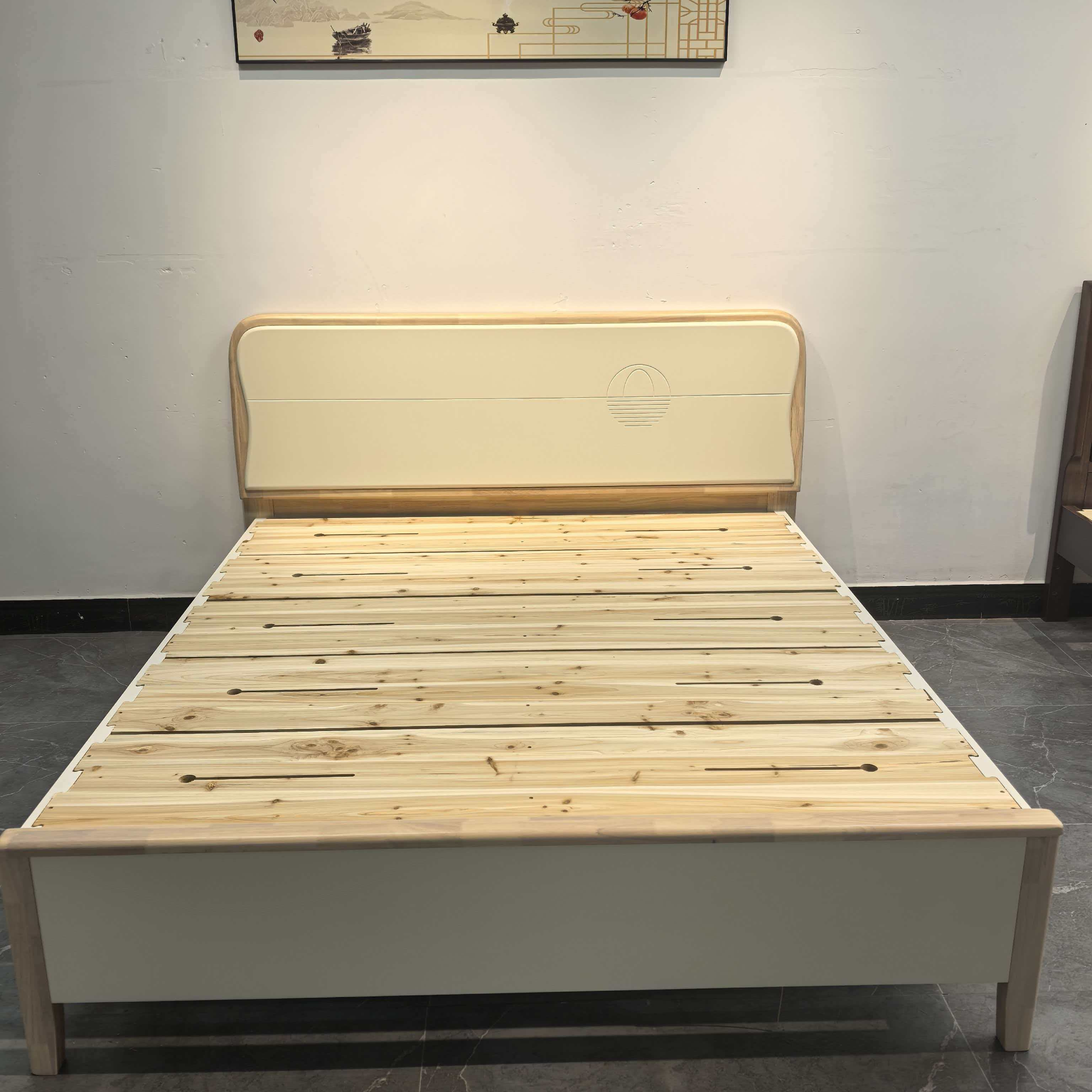 100原木风可升降2人可储藏实木床轻奢出租房单人板式