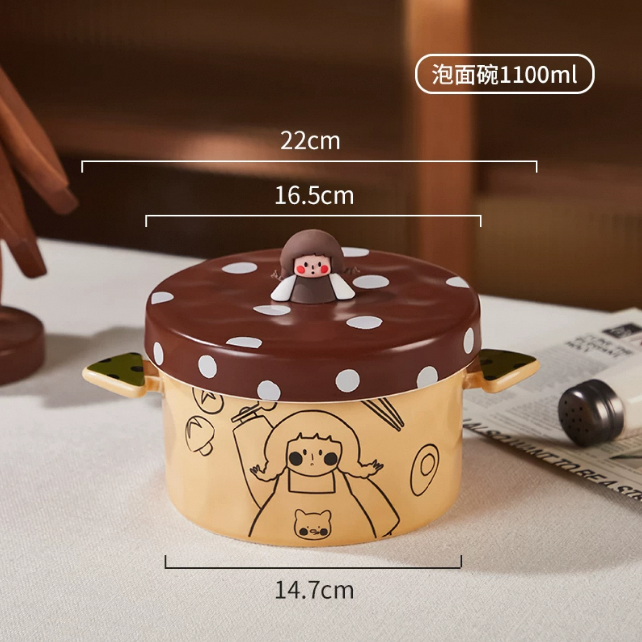 Z548 陶瓷多功能泡面碗素描女孩泡面碗1100ML