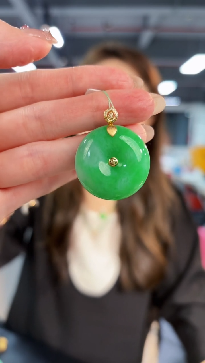 【闪购商品】翡翠颈饰18K金镶嵌缅料A货/支持复检/一件