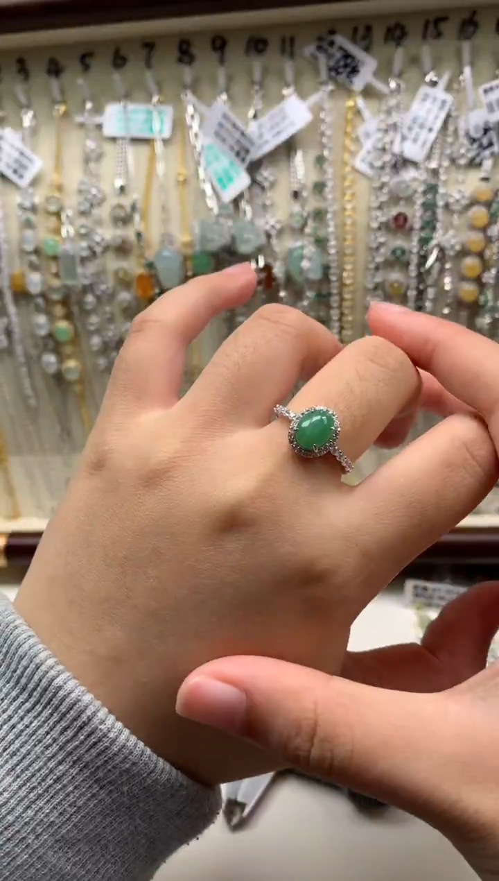 银S925镶嵌戒指翡翠1