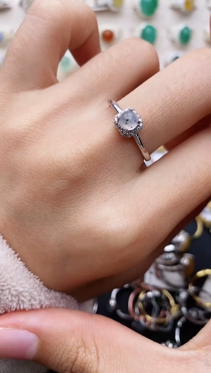 【闪购商品】翡翠戒指银S925镶嵌缅甸翡翠