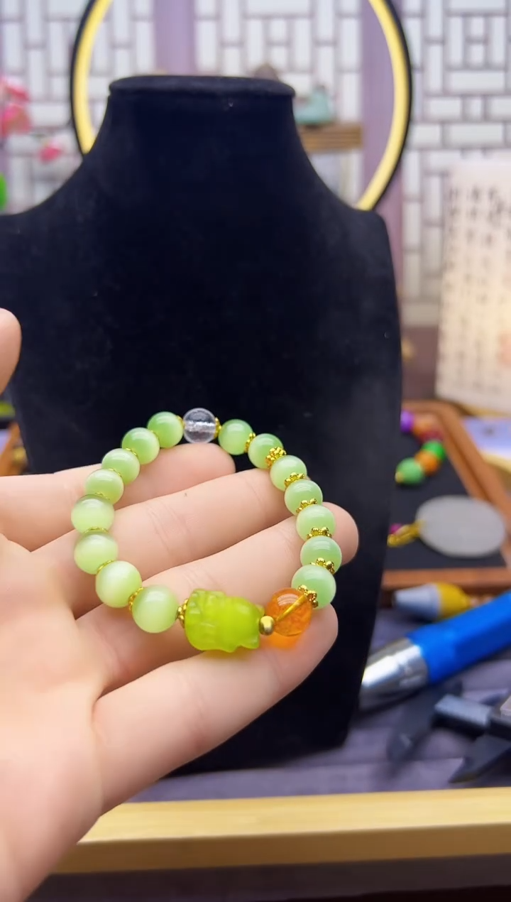 手链14K金镶嵌碧玺S464        
