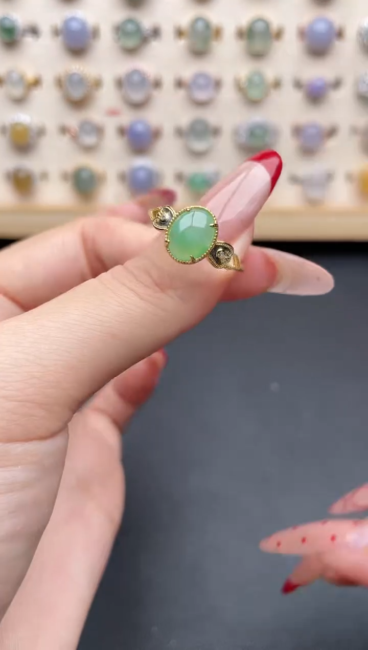 【闪购商品】翡翠戒指银S925镶嵌一物一证一礼盒