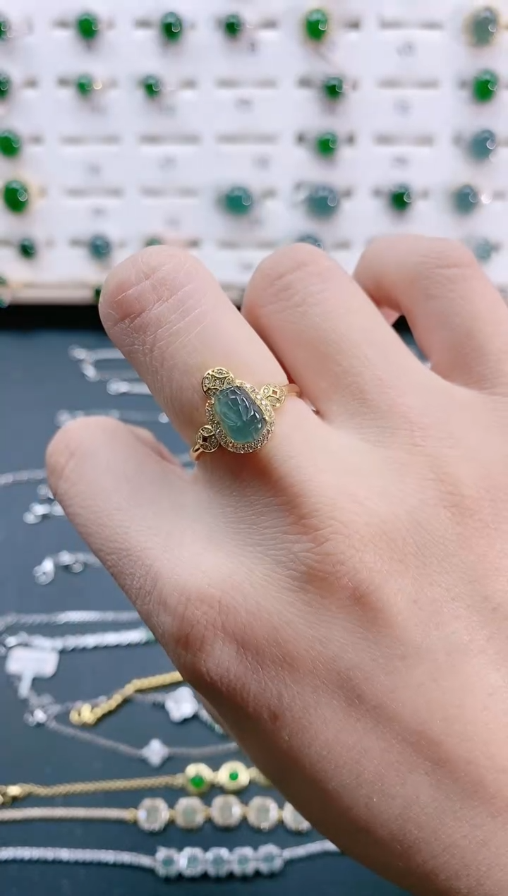 【闪购商品】翡翠戒指银S925镶嵌天然翡翠