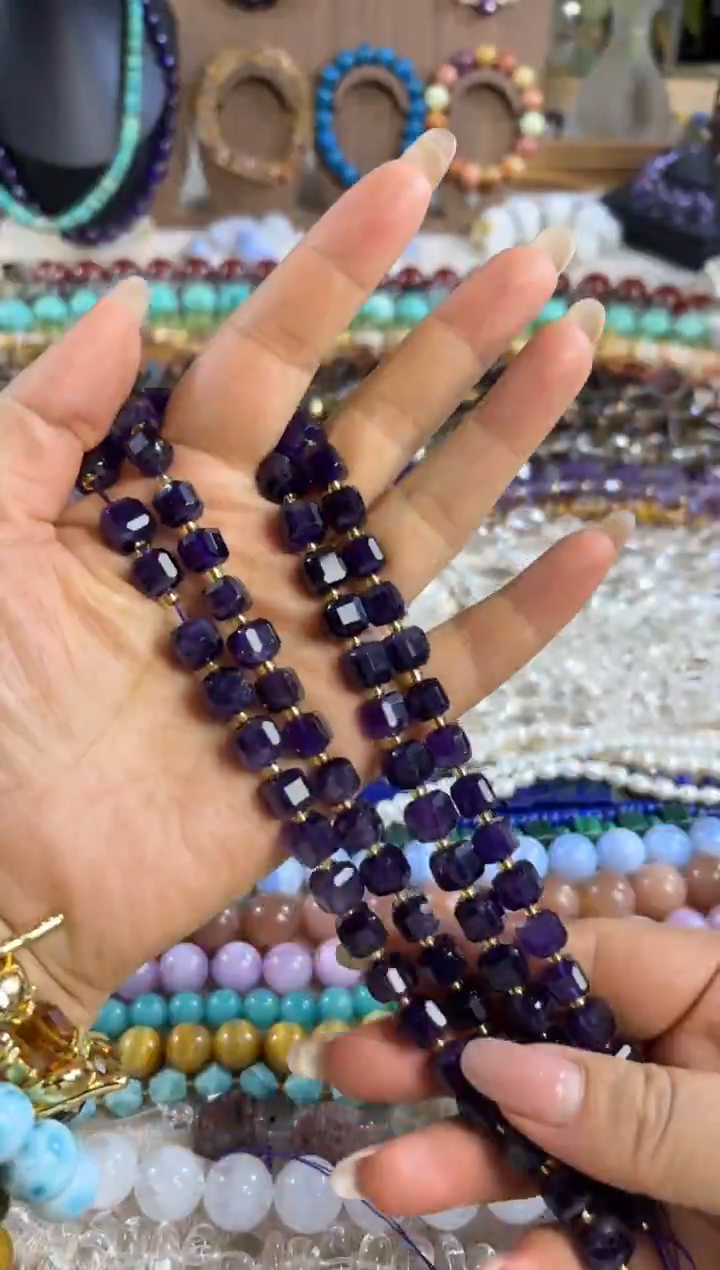 未镶嵌玛瑙/玉髓珠宝半成品紫水方糖卡8 