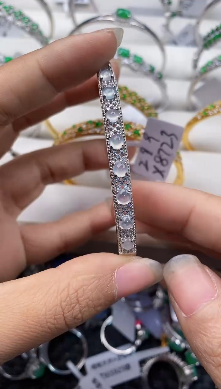 银S925镶嵌戒指翡翠999---3