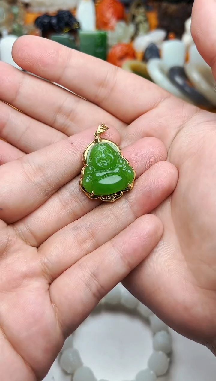 【闪购商品】和田玉颈饰18K金镶嵌佛公01