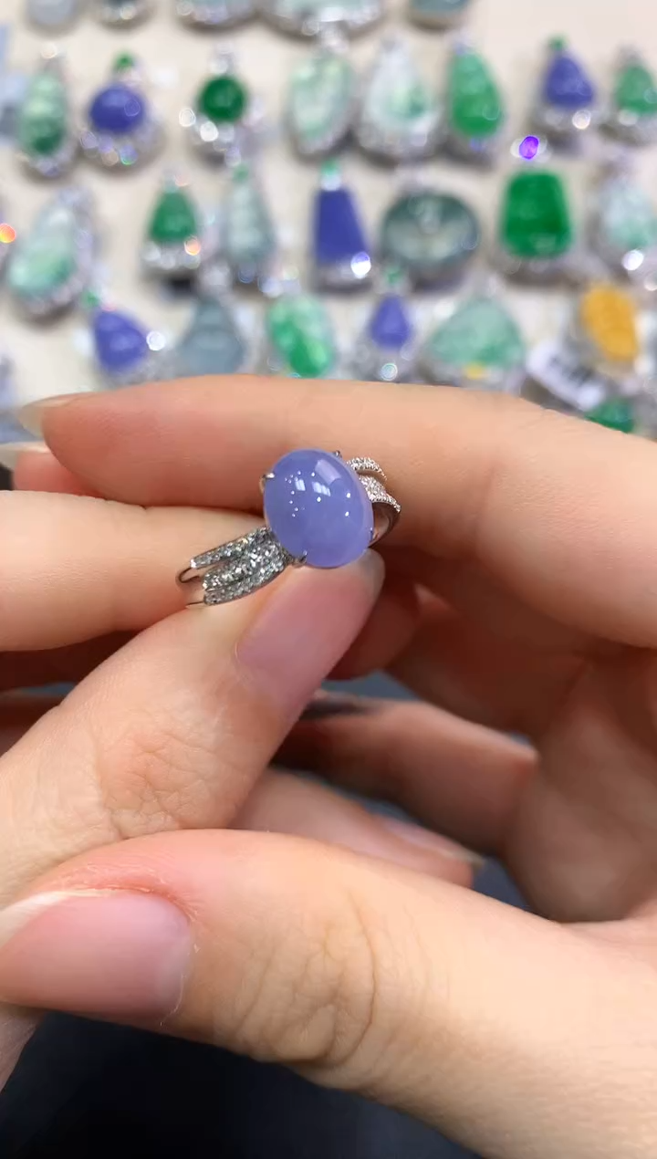 【闪购商品】翡翠戒指18K金镶嵌C61  紫货有色差