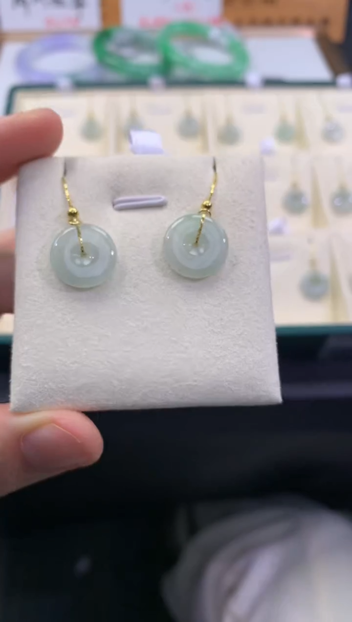 【闪购商品】翡翠耳饰银S925镶嵌FC380 翡翠耳线 多样性发其一