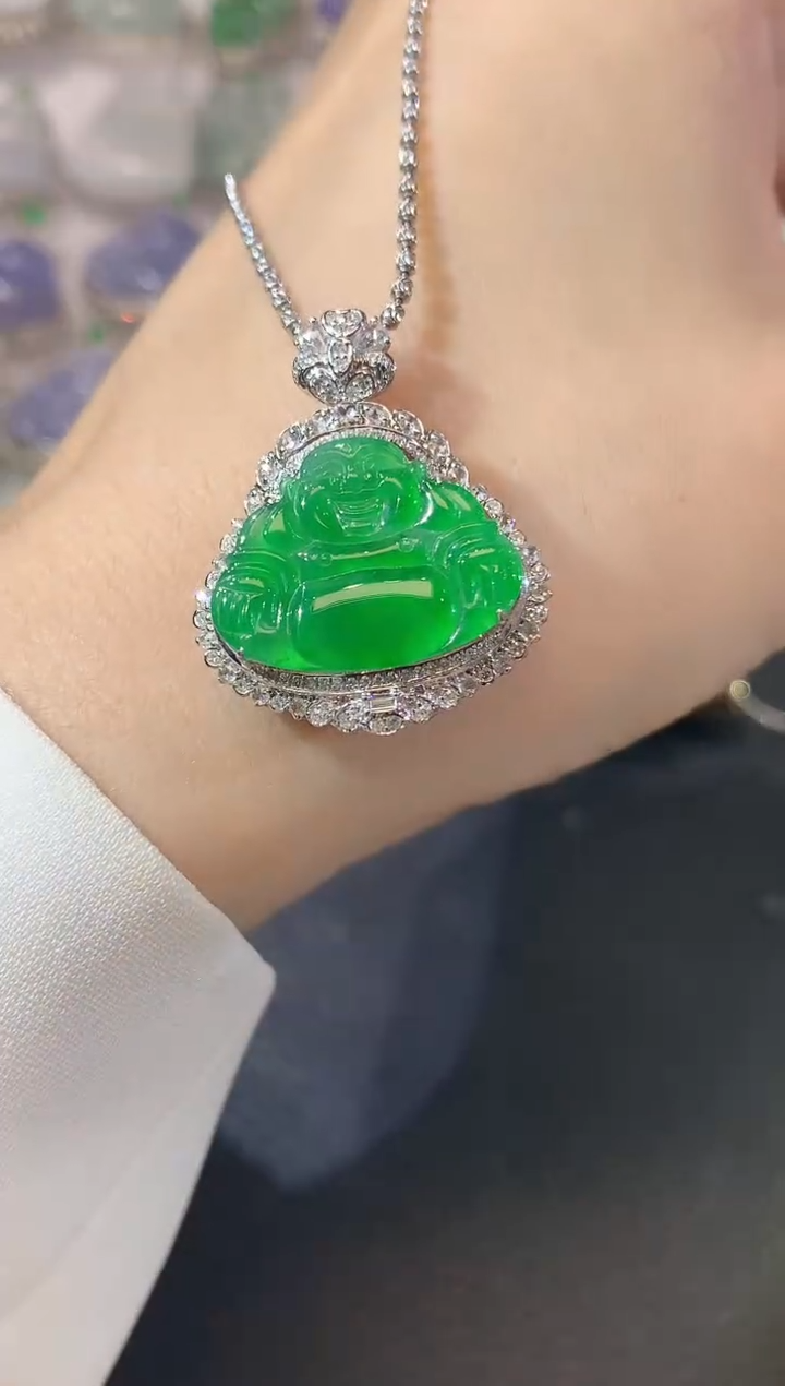 翡翠18K金镶嵌吊坠(不含链)C47