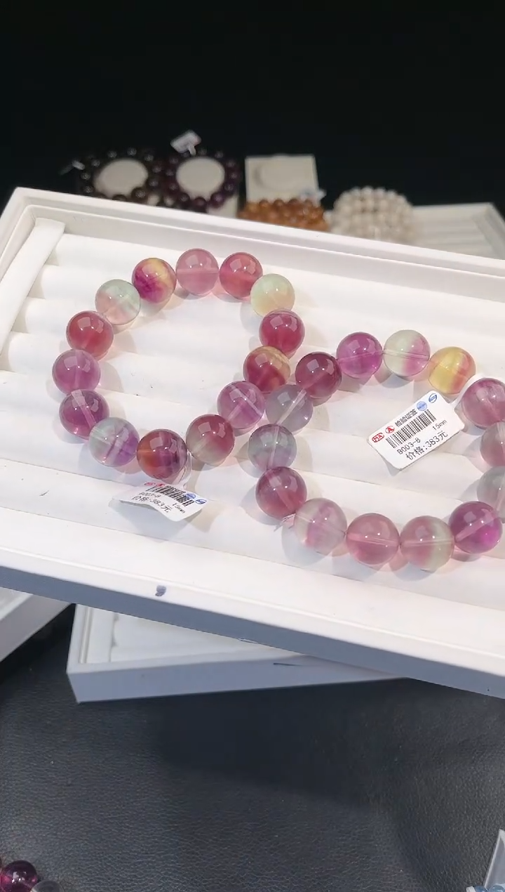 【闪购商品】萤石手链未镶嵌多样性发一彩萤石15mm