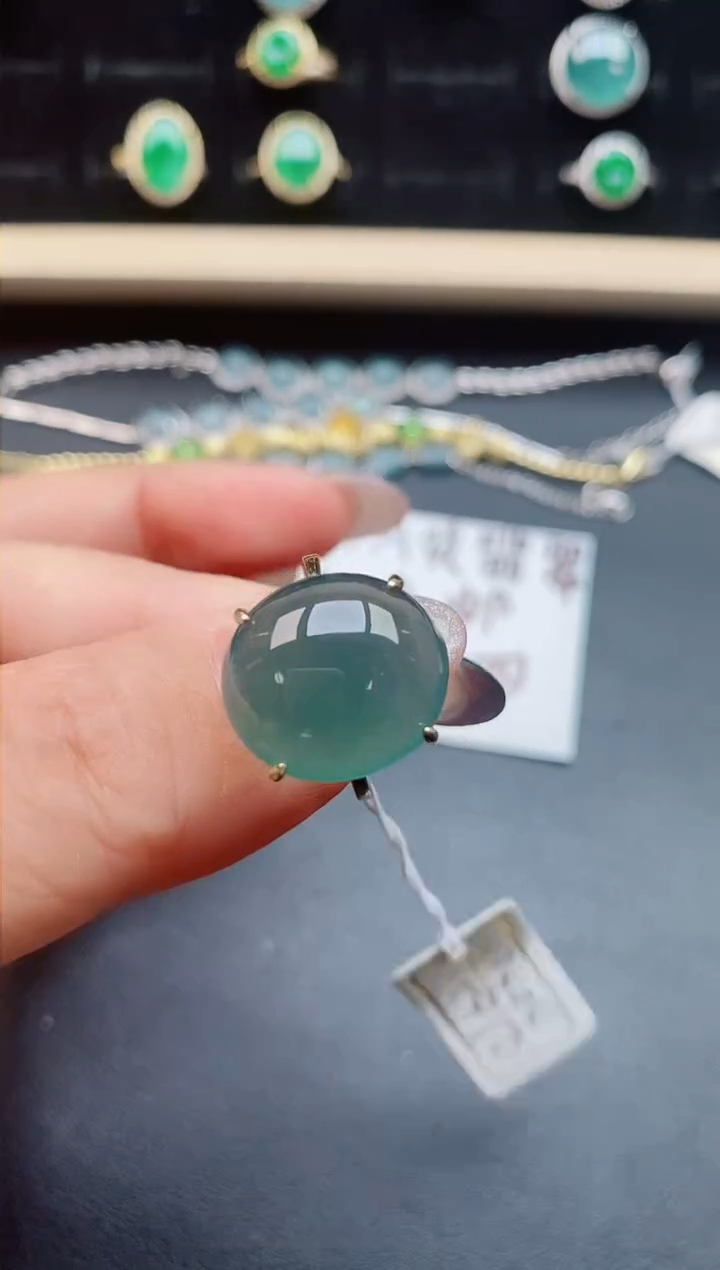 翡翠戒指银S925镶嵌321321