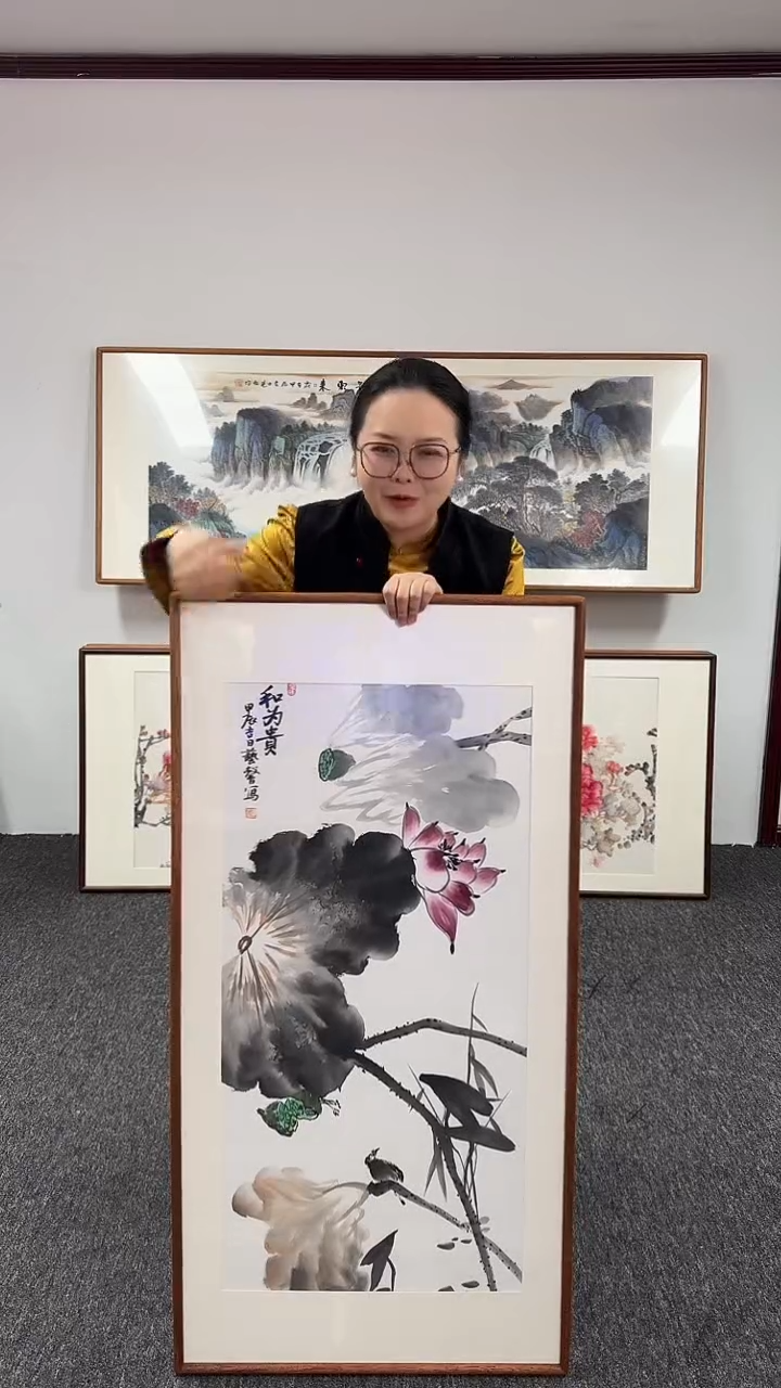 【闪购商品】国画荷花120*60绘画作品谁随机发货