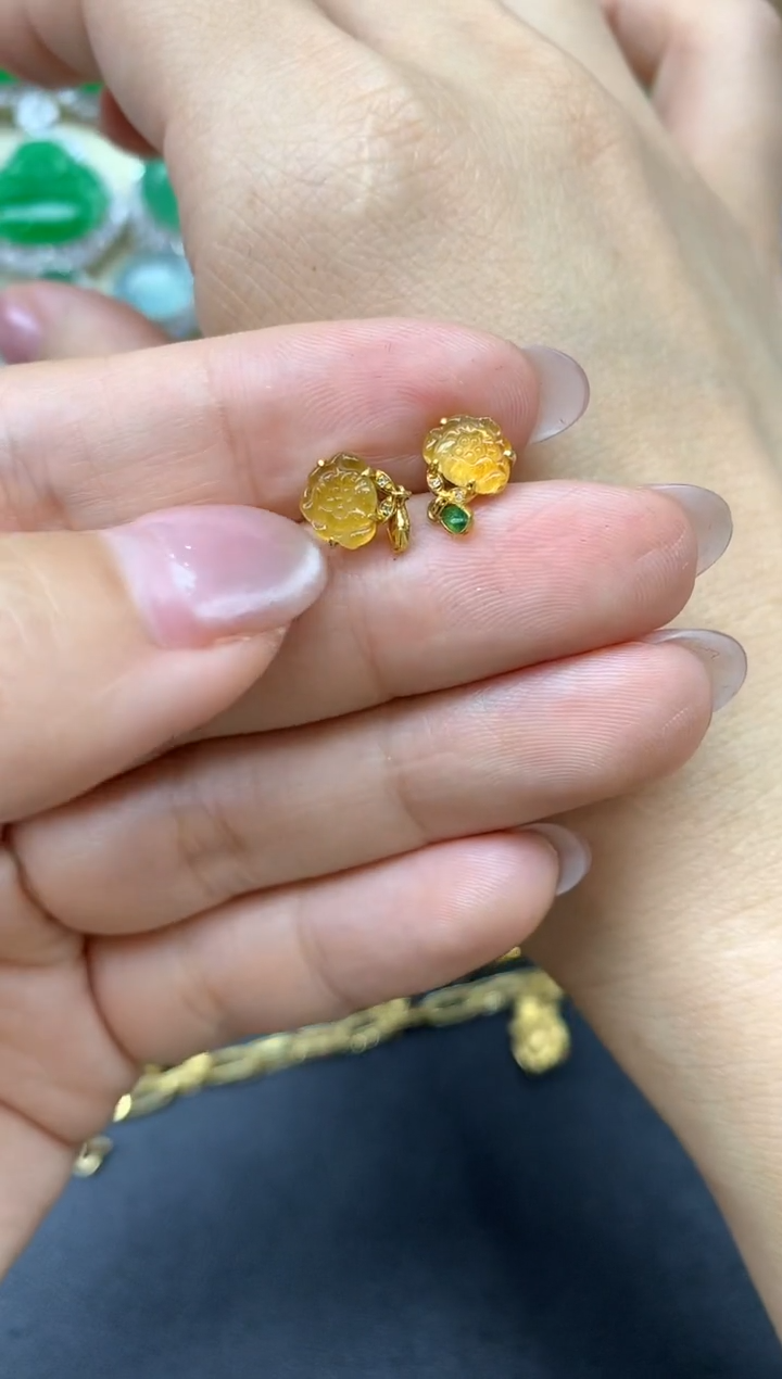 【闪购商品】翡翠耳饰18K金镶嵌79-中国好珍宝