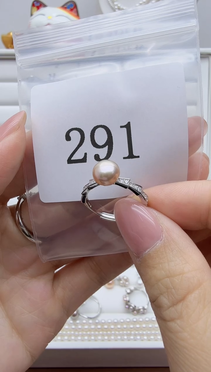 银S925镶嵌戒指淡水珍珠小**腻291