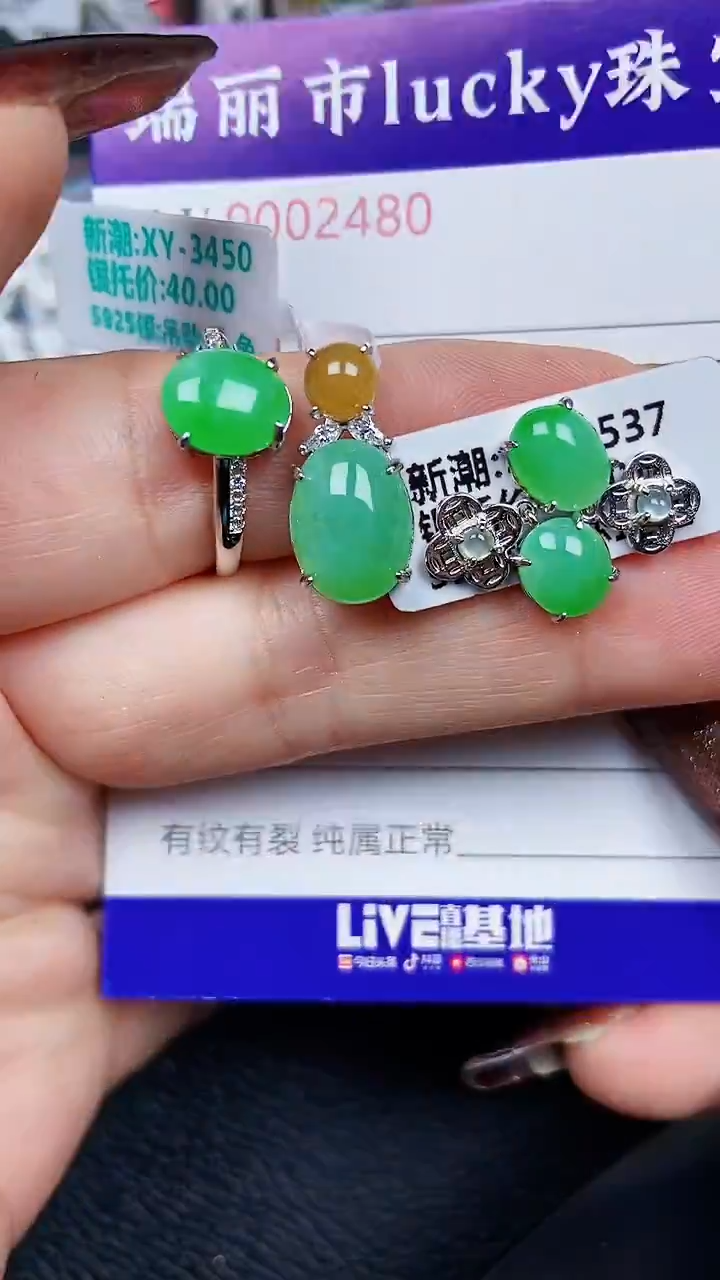 颈饰银S925镶嵌翡翠2480