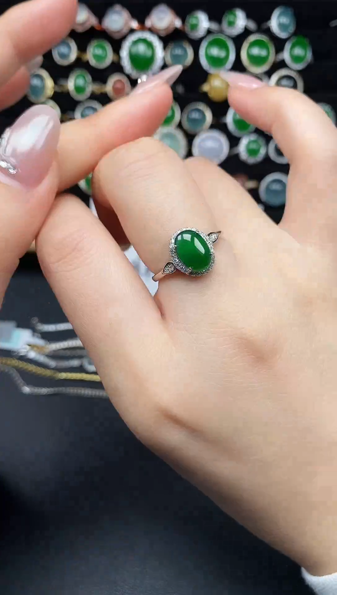 银S925镶嵌戒指翡翠111