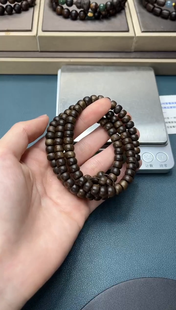 【闪购商品】沉香手串海南莺歌绿棋楠沉水级高油算盘珠7mm